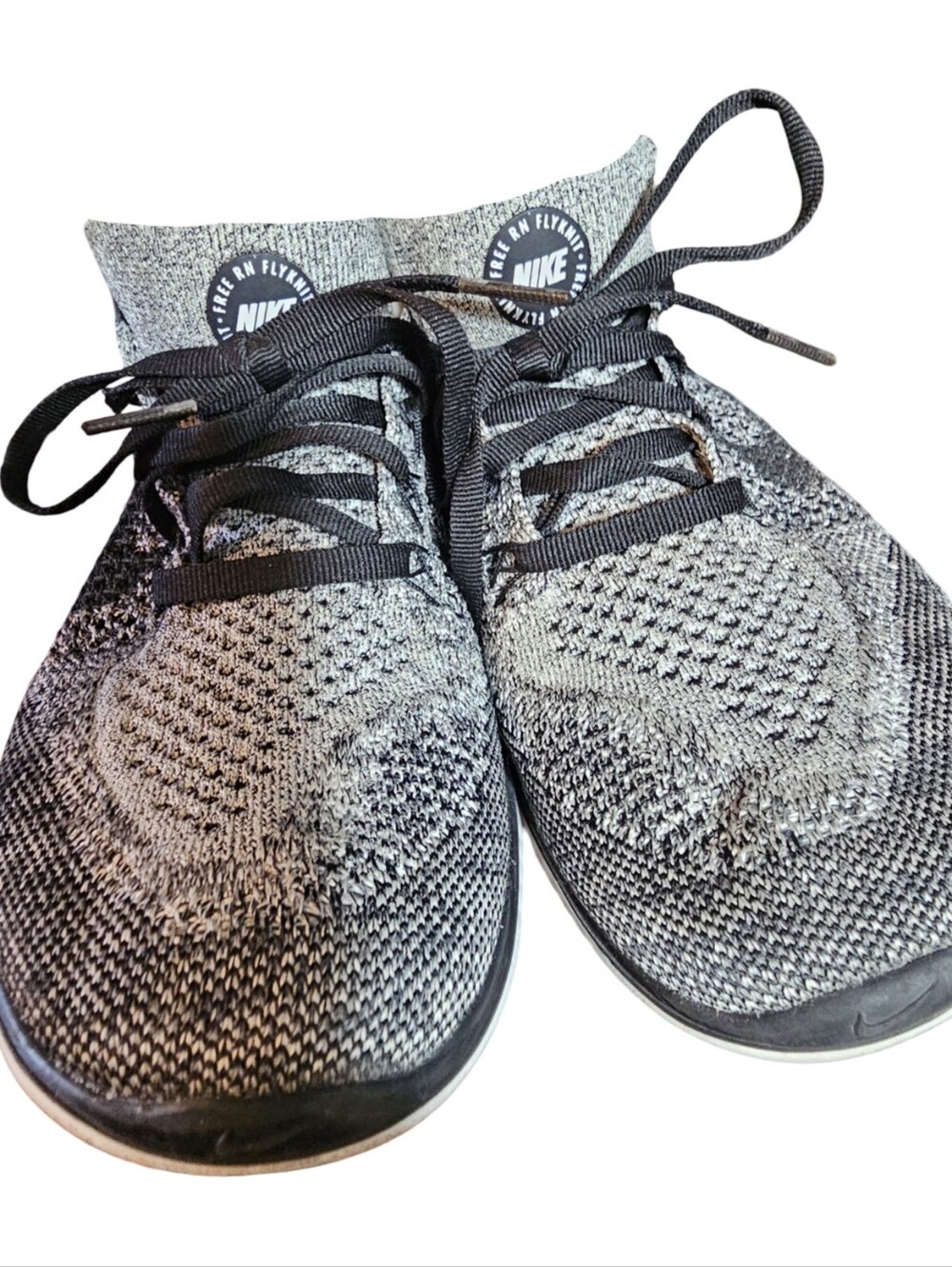 Nike Free RN Flyknit Oreo Black White Running Shoes Women's Size 7